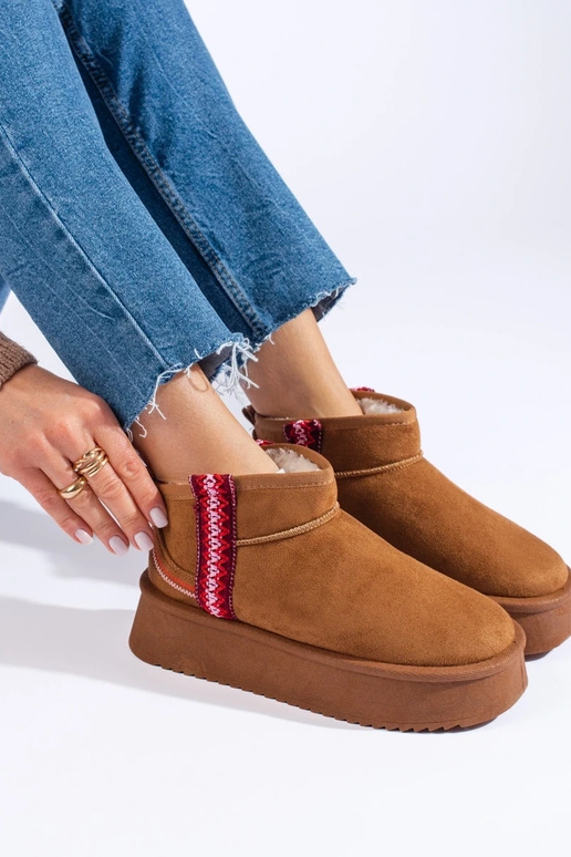 zamšādas Sieviešu sniega zābaki kamielis