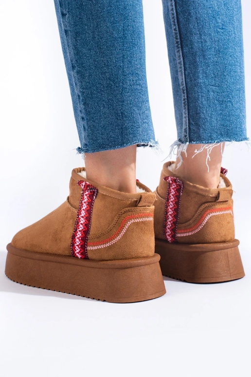 zamšādas Sieviešu sniega zābaki kamielis