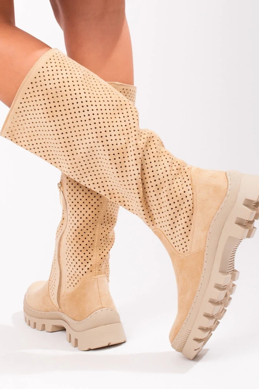 zamšādas ažūra garie zābaki Potocki