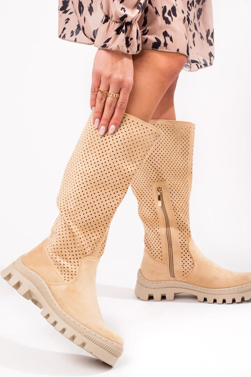 zamšādas ažūra garie zābaki Potocki