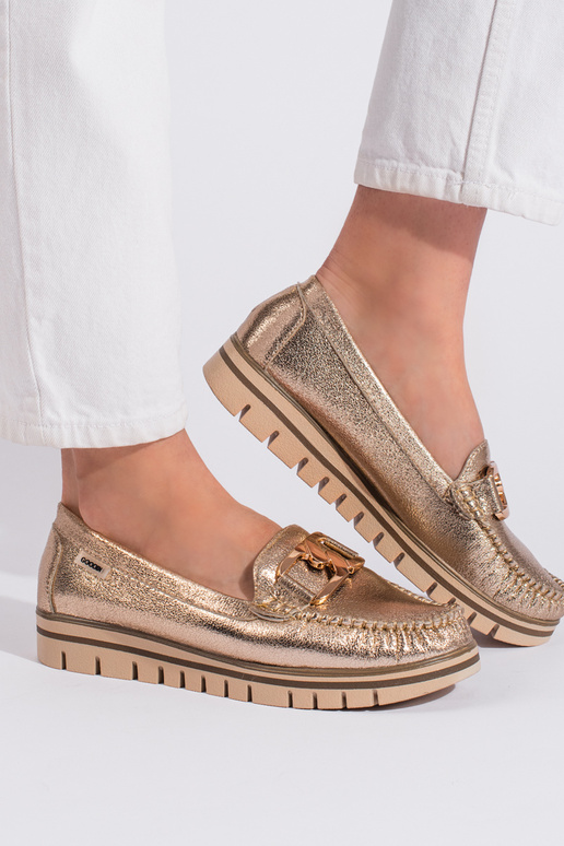 Zelta krāsas Sieviešu mokasīni ar...