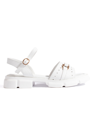 Ādas baltas krāsas sandalī...