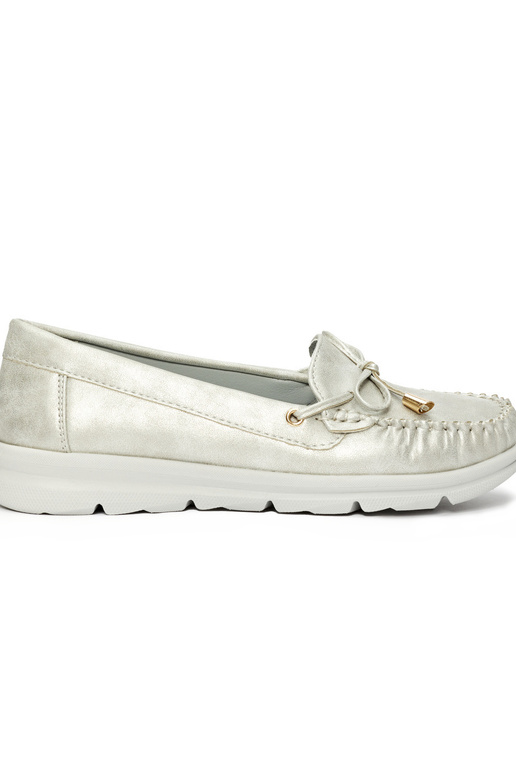 Sudraba krāsas ērti mokasīni no eko ādas