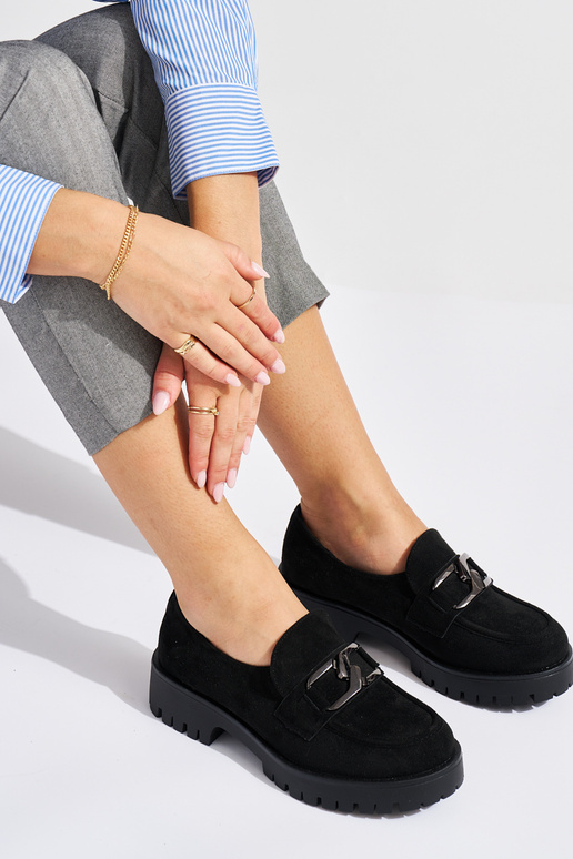 zamšādas Melnas krāsas Sieviešu mokasīni