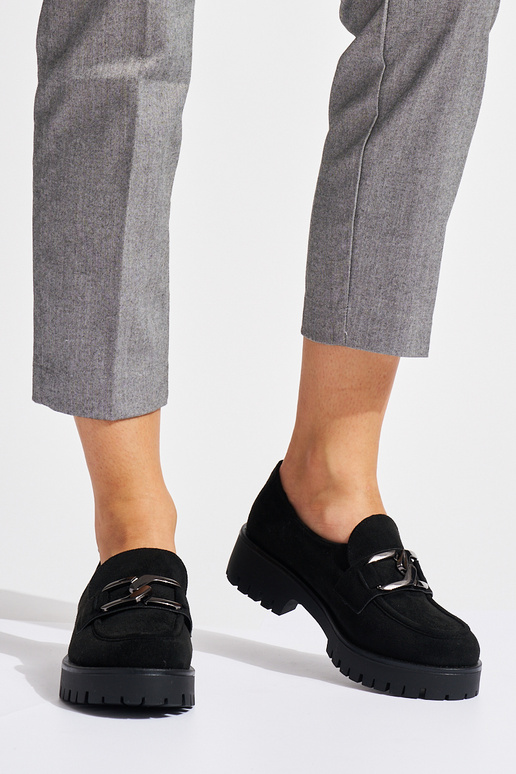 zamšādas Melnas krāsas Sieviešu mokasīni