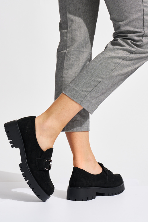 zamšādas Melnas krāsas Sieviešu mokasīni