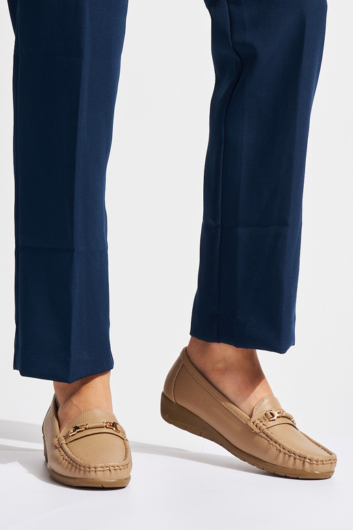 smilšu krāsas Sieviešu mokasīni ze...