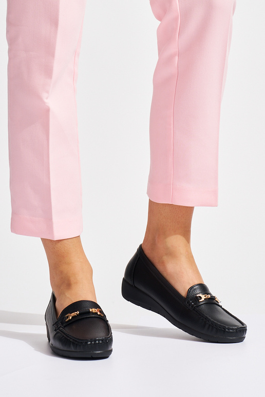 melnas krāsas Sieviešu mokasīni ze...