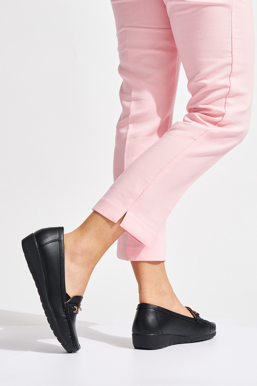 melnas krāsas Sieviešu mokasīni ze...