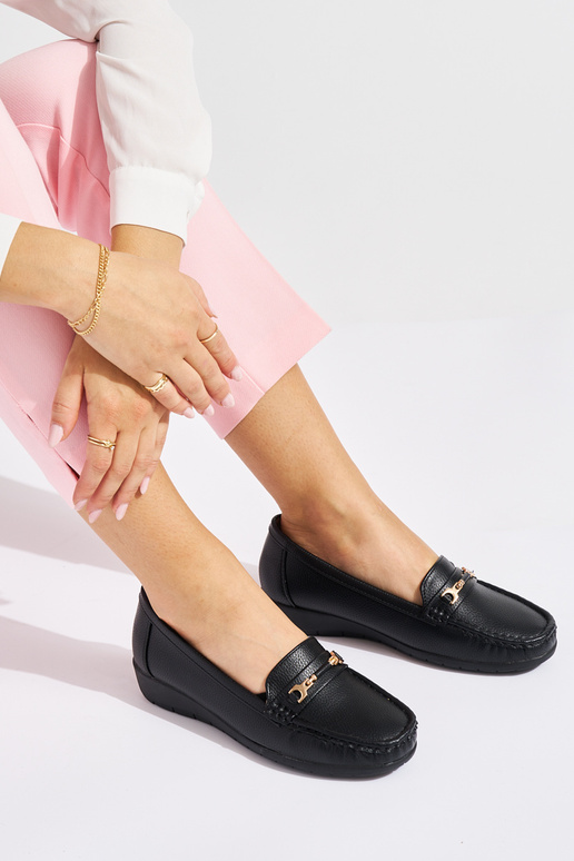 melnas krāsas Sieviešu mokasīni ze...