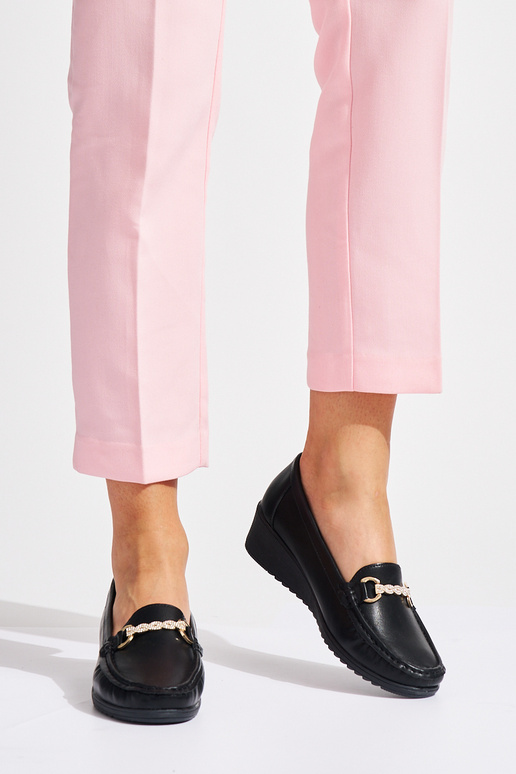 melnas krāsas sieviešu mokasīni uz...