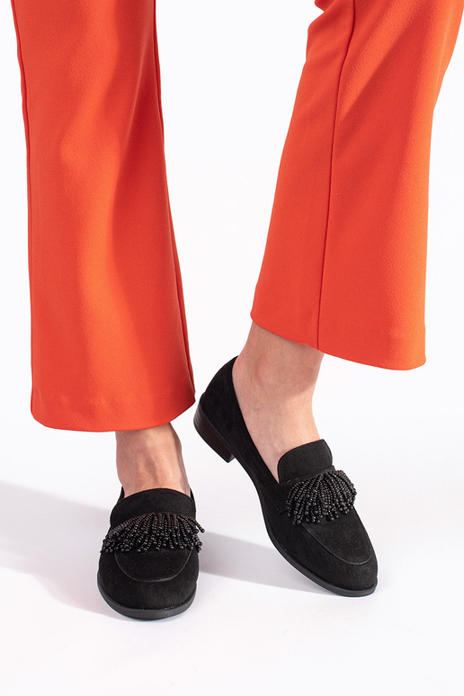 Sieviešu mokasīni zamšādas ar krellēm