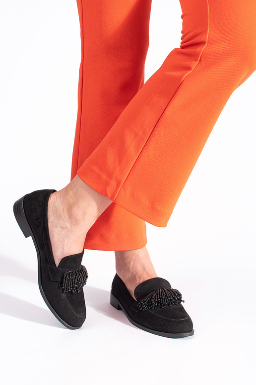 Sieviešu mokasīni zamšādas ar krellēm