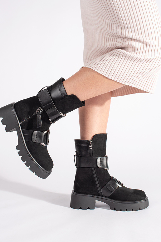 melnas krāsas zamšādas sieviešu...