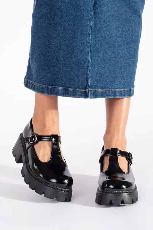 melnas krāsas lakots Sieviešu zābaki...