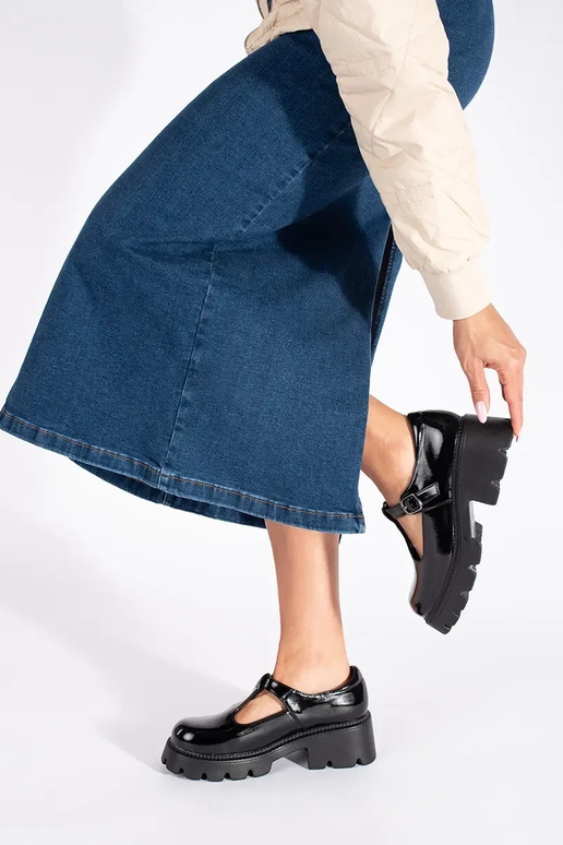 melnas krāsas lakots Sieviešu zābaki...