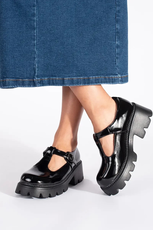 melnas krāsas lakots Sieviešu zābaki...