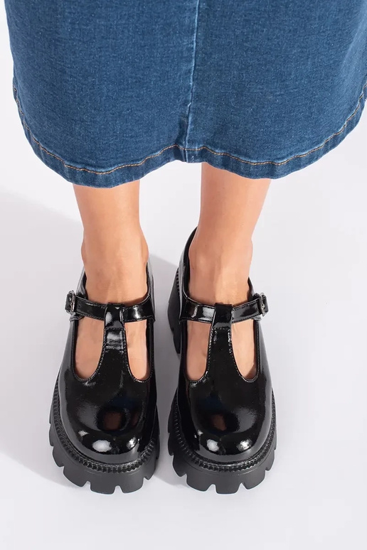 melnas krāsas lakots Sieviešu zābaki...