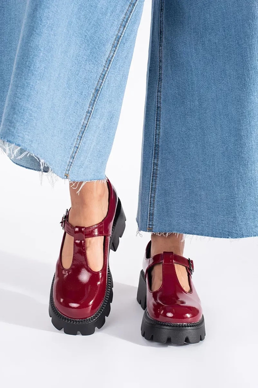 bordo krāsas lakots Sieviešu zābaki...