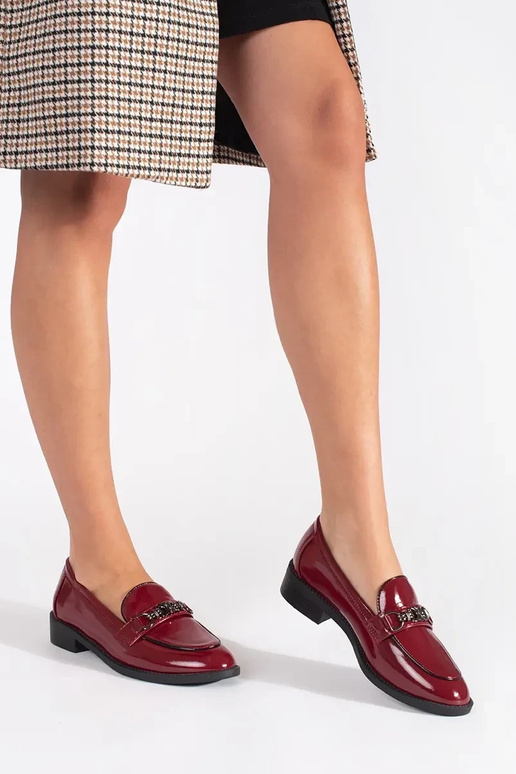 Bordo krāsas sieviešu mocasīni