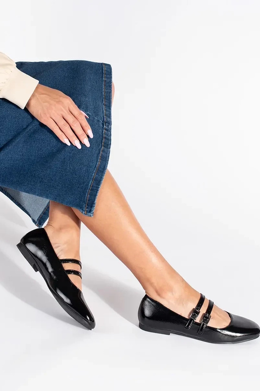 melnas krāsas lakots balerīnas ar...