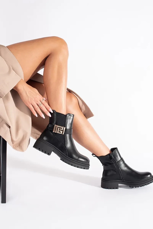 melnas krāsas klasika zābaki ar...