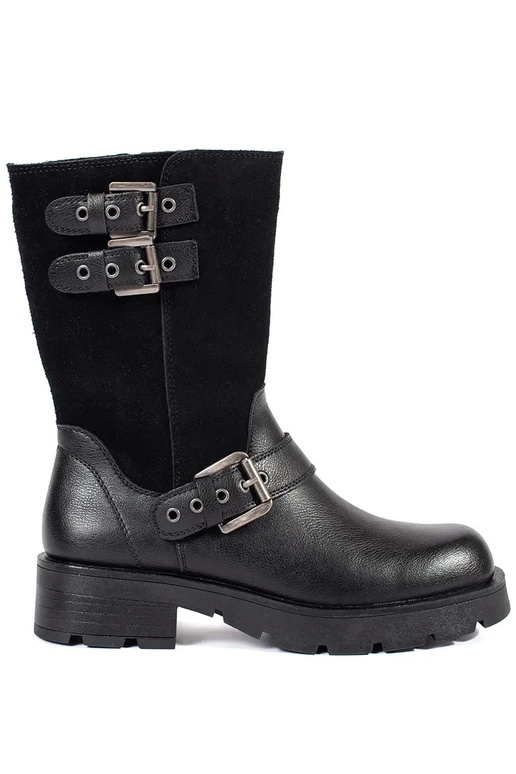 Melni ādas sieviešu apavi ar sprādzēm...