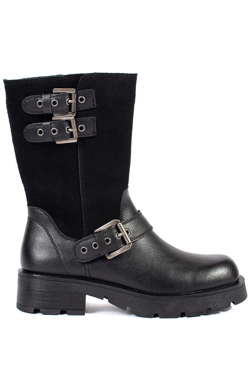 Melni ādas sieviešu apavi ar sprādzēm...