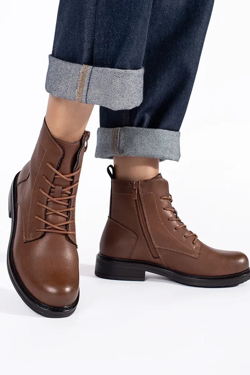 brūnas šņorējamas sieviešu kurpes no...