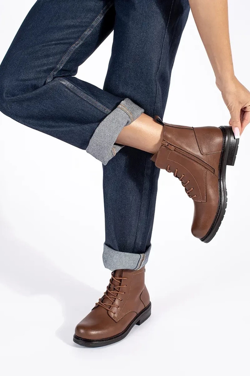 brūnas šņorējamas sieviešu kurpes no...