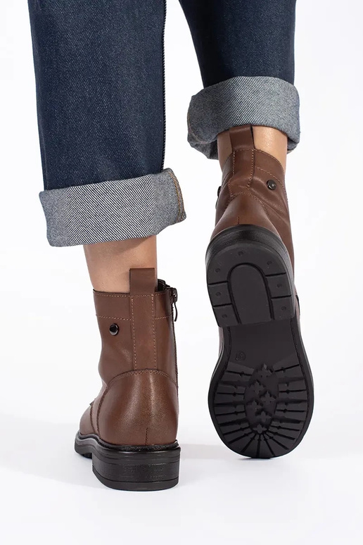 brūnas šņorējamas sieviešu kurpes no...