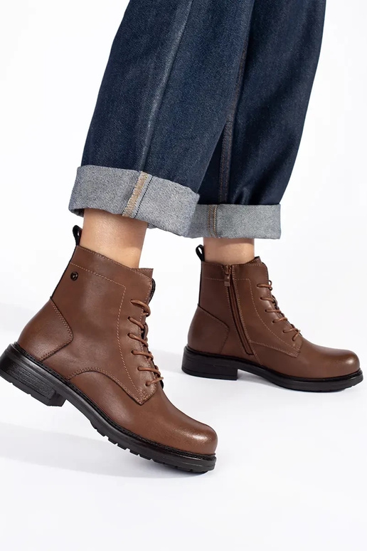 brūnas šņorējamas sieviešu kurpes no...