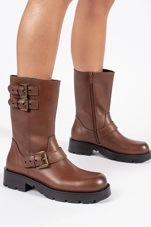 Sieviešu brūnas ādas kurpes ar...