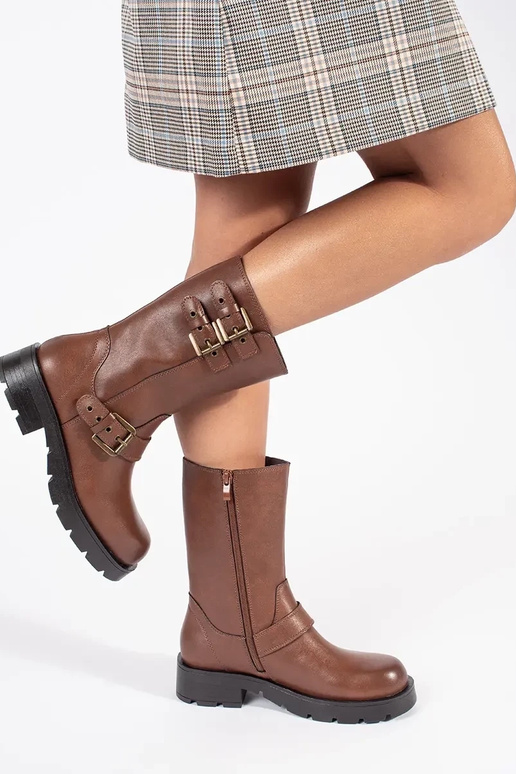 Sieviešu brūnas ādas kurpes ar...