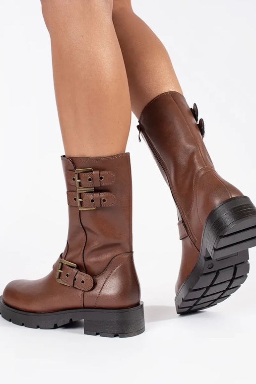 Sieviešu brūnas ādas kurpes ar...