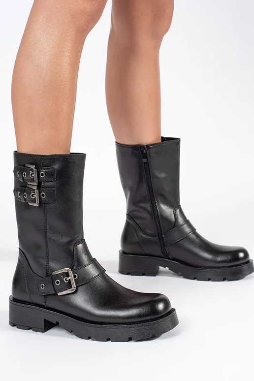 Melni ādas sieviešu apavi uz...