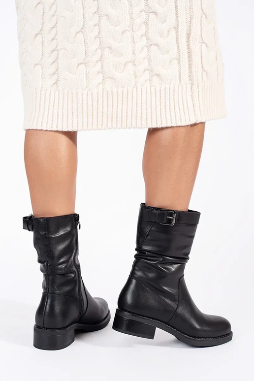 melnas ādas siltinātas sieviešu apavi