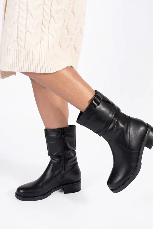 melnas ādas siltinātas sieviešu apavi