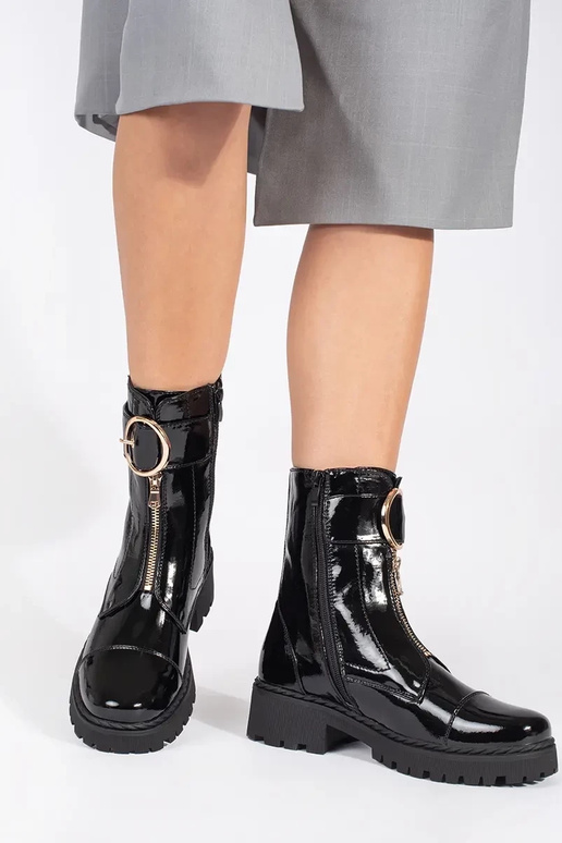 melnas krāsas lakots zābaki z...