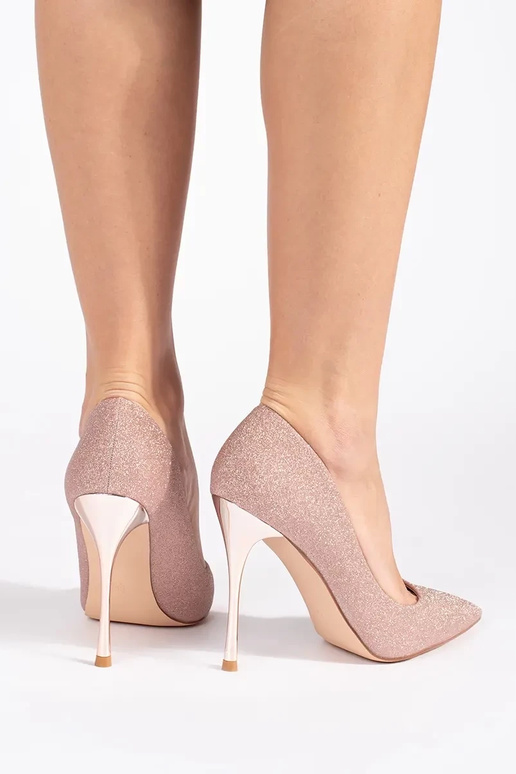 Spīdīgi rozā-zeltaini puszābaki na...