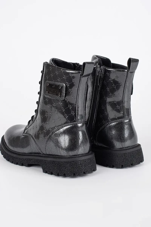 melnas krāsas lakots meitenīga zābaki...