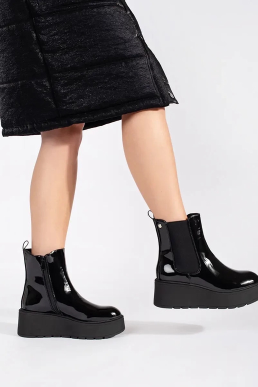 melnas krāsas lakots Sieviešu zābaki...