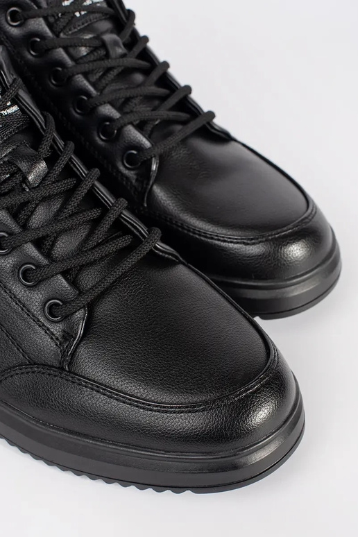 Melnas vīriešu siltās šņorējamās kurpes