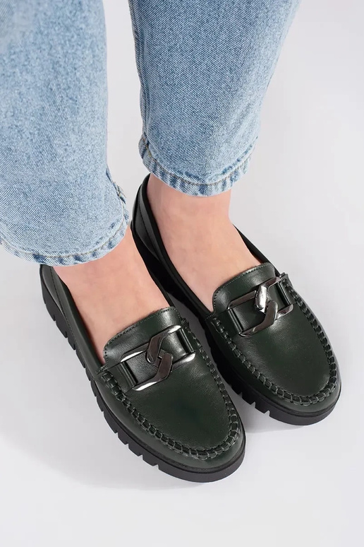 Haki krāsas mokasīni ar platformu