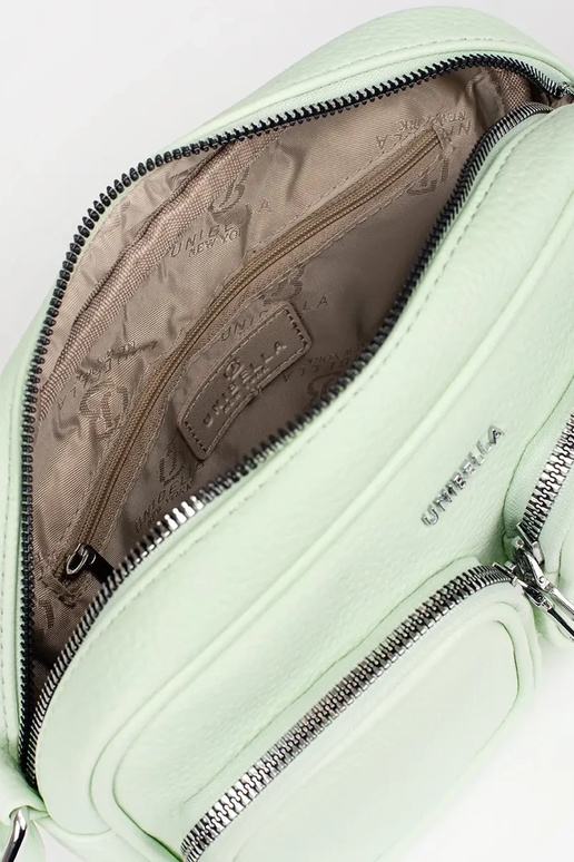 Zaļa maza rokassoma ar kabatām