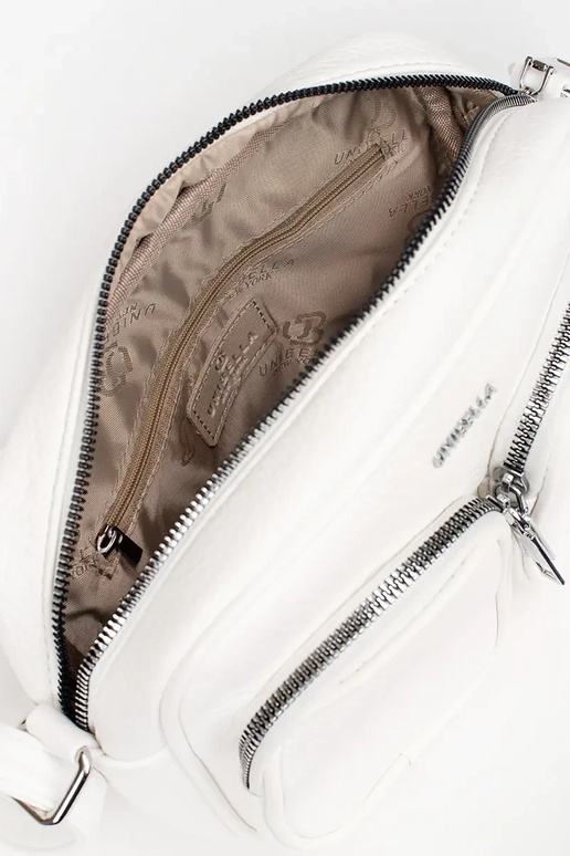 Balta maza rokassoma ar kabatām