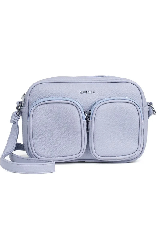 Maza rokassoma ar kabatām violetā krāsā