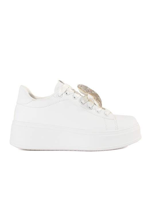 baltas krāsas sporta apavi ar platformu