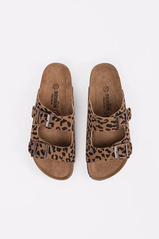 Sieviešu ādas čības ar leopardu rakstu