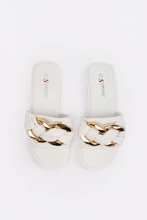 Baltas krāsas sieviešu dzīvokļu čības